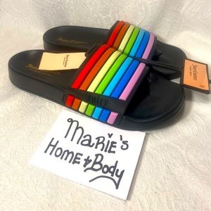 Juicy couture black Rainbow slides slip on sandals shoes size 9 Womans BNWT